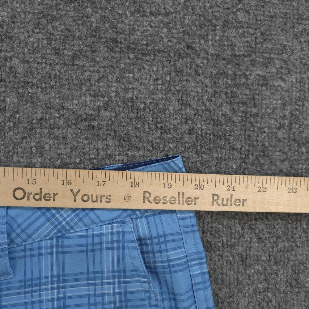 Johnnie O Shorts Mens 38 Blue Plaid Chino 10in Stretch Golf Casual Beach Summer